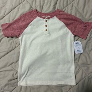 Wonder Nation Maroon and White Henley Shirt